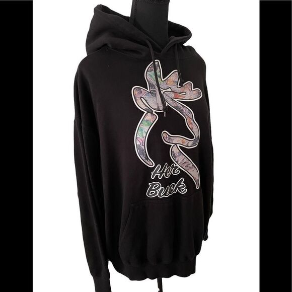 THREE Layer Cross “Her Buck” graphic black hoodie - Picture 5 of 6